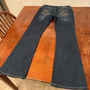 Jolt Jeans Women’s 11 (32X32) Bootcut Blue Distressed Embellished Pockets